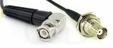 Coaxial Cable, BNC 90 degree (right angle) to BNC bulkhead mount female, RG174 low noise, 12 foot, 50 ohm