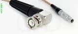 Coaxial Cable, BNC 90 degree (right angle) to L00 (Lemo 00 compatible), RG316, 1 foot, 50 ohm