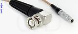 Coaxial Cable, BNC 90 degree (right angle) to L00 (Lemo 00 compatible), RG316 double shielded, 1 foot, 50 ohm