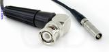 Coaxial Cable, BNC 90 degree (right angle) to L00 (Lemo 00 compatible) female, RG174, 1 foot, 50 ohm