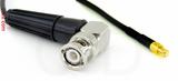 Coaxial Cable, BNC 90 degree (right angle) to MCX plug (male contact), RG174, 50 foot, 50 ohm