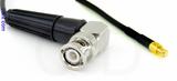 Coaxial Cable, BNC 90 degree (right angle) to MCX plug (male contact), RG174 low noise, 3 foot, 50 ohm