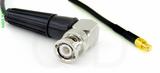 Coaxial Cable, BNC 90 degree (right angle) to MCX plug (male contact), RG174 flexible (TPR jacket), 2 foot, 50 ohm