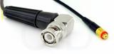 Coaxial Cable, BNC 90 degree (right angle) to 10-32 (Microdot compatible) female, RG174 flexible (TPR jacket), 5 foot, 50 ohm