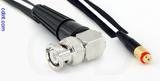 Coaxial Cable, BNC 90 degree (right angle) to 10-32 (Microdot compatible) female, RG196 low noise, 16 foot, 50 ohm