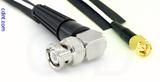 Coaxial Cable, BNC 90 degree (right angle) to SMA, RG196 low noise, 1 foot, 50 ohm