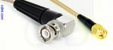 Coaxial Cable, BNC 90 degree (right angle) to SMA, RG316 double shielded, 1 foot, 50 ohm