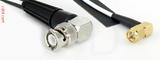 Coaxial Cable, BNC 90 degree (right angle) to SMA 90 degree (right angle), RG188 low noise, 1 foot, 50 ohm