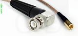 Coaxial Cable, BNC 90 degree (right angle) to SMB plug (female contact), RG316 double shielded, 1 foot, 50 ohm