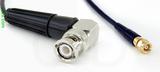 Coaxial Cable, BNC 90 degree (right angle) to SMC (Subvis), RG174, 1 foot, 50 ohm