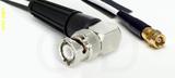 Coaxial Cable, BNC 90 degree (right angle) to SMC (Subvis), RG188, 1 foot, 50 ohm