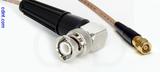 Coaxial Cable, BNC 90 degree (right angle) to SMC (Subvis), RG316, 1 foot, 50 ohm