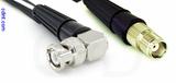 Coaxial Cable, BNC 90 degree (right angle) to TNC female, RG196 low noise, 1 foot, 50 ohm
