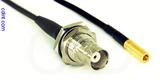 Coaxial Cable, BNC bulkhead mount female to SSMB, RG174 flexible (TPR jacket), 20 foot, 50 ohm