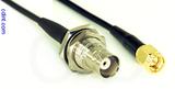 Coaxial Cable, BNC bulkhead mount female to SMA, RG174, 1 foot, 50 ohm