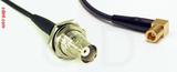 Coaxial Cable, BNC bulkhead mount female to SMB 90 degree (right angle) plug (female contact), RG174 low noise, 1 foot, 50 ohm