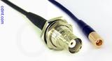 Coaxial Cable, BNC bulkhead mount female to SMB plug (female contact), RG174 low noise, 6 foot, 50 ohm