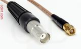 Coaxial Cable, BNC female to SMC (Subvis), RG316, 1 foot, 50 ohm