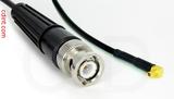 Coaxial Cable, BNC to MMCX 90 degree (right angle) plug (male contact), RG174, 1 foot, 50 ohm