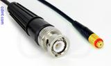 Coaxial Cable, BNC to 10-32 (Microdot compatible) female, RG174 flexible (TPR jacket), 1 foot, 50 ohm