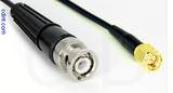 Coaxial Cable, BNC to SMA, RG174 low loss, 1 foot, 50 ohm