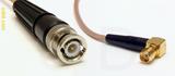 Coaxial Cable, BNC to SMA 90 degree (right angle) female, RG316 double shielded, 1 foot, 50 ohm