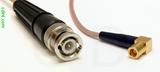 Coaxial Cable, BNC to SMB 90 degree (right angle) plug (female contact), RG316 double shielded, 1 foot, 50 ohm