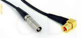 Coaxial Cable, L00 (Lemo 00 compatible) female to 10-32 (Microdot compatible) 90 degree (right angle), RG174 flexible (TPR jacket), 1 foot, 50 ohm