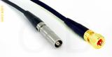 Coaxial Cable, L00 (Lemo 00 compatible) female to 10-32 hex (Microdot compatible), RG174, 1 foot, 50 ohm