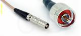 Coaxial Cable, L00 (Lemo 00 compatible) female to N, RG316 double shielded, 1 foot, 50 ohm
