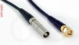 Coaxial Cable, L00 (Lemo 00 compatible) female to SMC (Subvis), RG174, 1 foot, 50 ohm