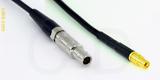 Coaxial Cable, L00 (Lemo 00 compatible) to MMCX jack (female contact), RG174 flexible (TPR jacket), 1 foot, 50 ohm