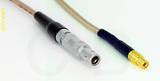 Coaxial Cable, L00 (Lemo 00 compatible) to MMCX jack (female contact), RG316, 1 foot, 50 ohm