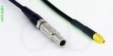 Coaxial Cable, L00 (Lemo 00 compatible) to MMCX plug (male contact), RG174 flexible (TPR jacket), 1 foot, 50 ohm