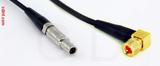 Coaxial Cable, L00 (Lemo 00 compatible) to 10-32 (Microdot compatible) 90 degree (right angle), RG174, 1 foot, 50 ohm