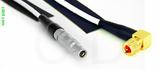 Coaxial Cable, L00 (Lemo 00 compatible) to 10-32 (Microdot compatible) 90 degree (right angle), RG188, 1 foot, 50 ohm