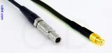 Coaxial Cable, L00 (Lemo 00 compatible) to MCX plug (male contact), RG174 low noise, 1 foot, 50 ohm