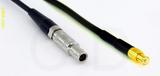 Coaxial Cable, L00 (Lemo 00 compatible) to MCX plug (male contact), RG174 flexible (TPR jacket), 1 foot, 50 ohm