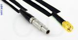 Coaxial Cable, L00 (Lemo 00 compatible) to SSMA, RG196 low noise, 1 foot, 50 ohm