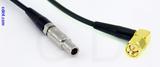 Coaxial Cable, L00 (Lemo 00 compatible) to SMA 90 degree (right angle), RG174, 1 foot, 50 ohm