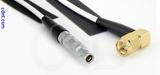 Coaxial Cable, L00 (Lemo 00 compatible) to SMA 90 degree (right angle), RG188, 1 foot, 50 ohm