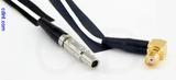 Coaxial Cable, L00 (Lemo 00 compatible) to SMA 90 degree (right angle) female, RG196 low noise, 4 foot, 50 ohm