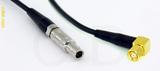 Coaxial Cable, L00 (Lemo 00 compatible) to SMC (Subvis) 90 degree (right angle), RG174, 1 foot, 50 ohm