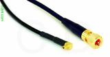 Coaxial Cable, MMCX 90 degree (right angle) plug (male contact) to 10-32 hex (Microdot compatible), RG174, 20 foot, 50 ohm