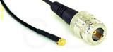 Coaxial Cable, MMCX 90 degree (right angle) plug (male contact) to N female, RG174 low loss, 24 foot, 50 ohm