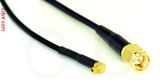 Coaxial Cable, MMCX 90 degree (right angle) plug (male contact) to SMA, RG174, 1 foot, 50 ohm