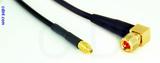 Coaxial Cable, MMCX plug (male contact) to 10-32 (Microdot compatible) 90 degree (right angle), RG174, 8 foot, 50 ohm