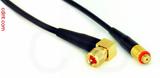 Coaxial Cable, 10-32 (Microdot compatible) 90 degree (right angle) to 10-32 (Microdot compatible) female, RG174, 1 foot, 50 ohm