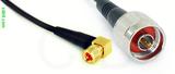 Coaxial Cable, 10-32 (Microdot compatible) 90 degree (right angle) to N, RG174, 1 foot, 50 ohm