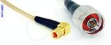 Coaxial Cable, 10-32 (Microdot compatible) 90 degree (right angle) to N, RG316, 1 foot, 50 ohm